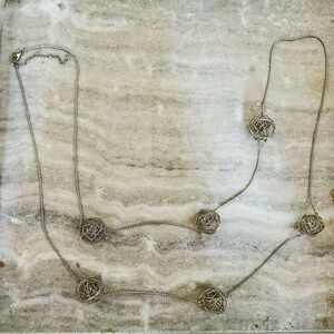 Long Chain Silver Knot Ball Necklace